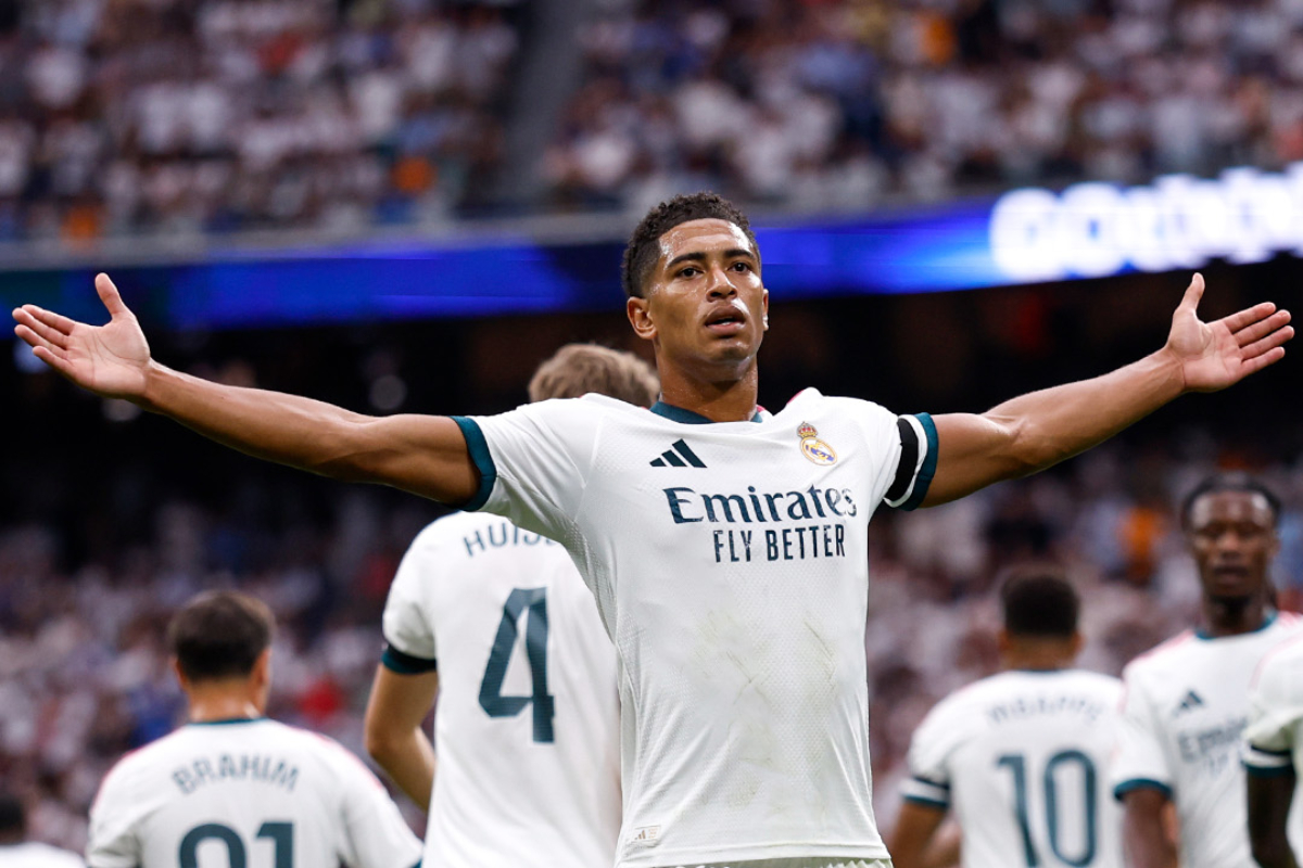 Bellingham celebra su gol ante el Málaga. Foto: @realmadrid.