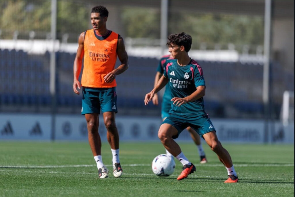 Sergio Martínez, en su primer entrenamiento en el Real Madrid. Foto: @ssergiomm14.