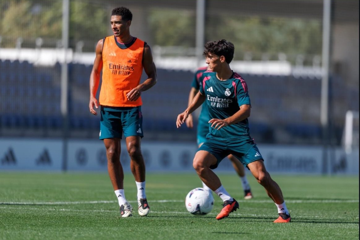 Sergio Martínez, en su primer entrenamiento en el Real Madrid. Foto: @ssergiomm14.