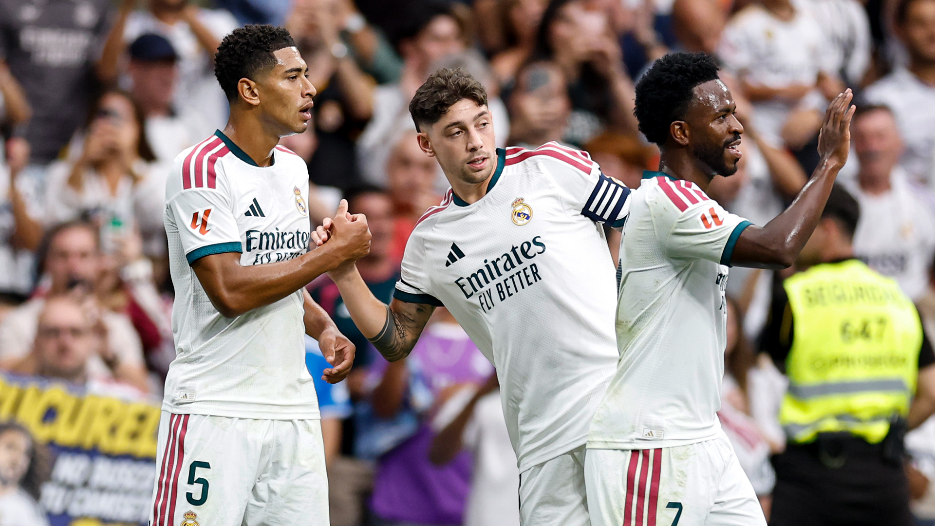 Fede, Jude y Vini, fueron los jugadores con más presiones realizadas frente al Inter. Foto: @realmadrid.